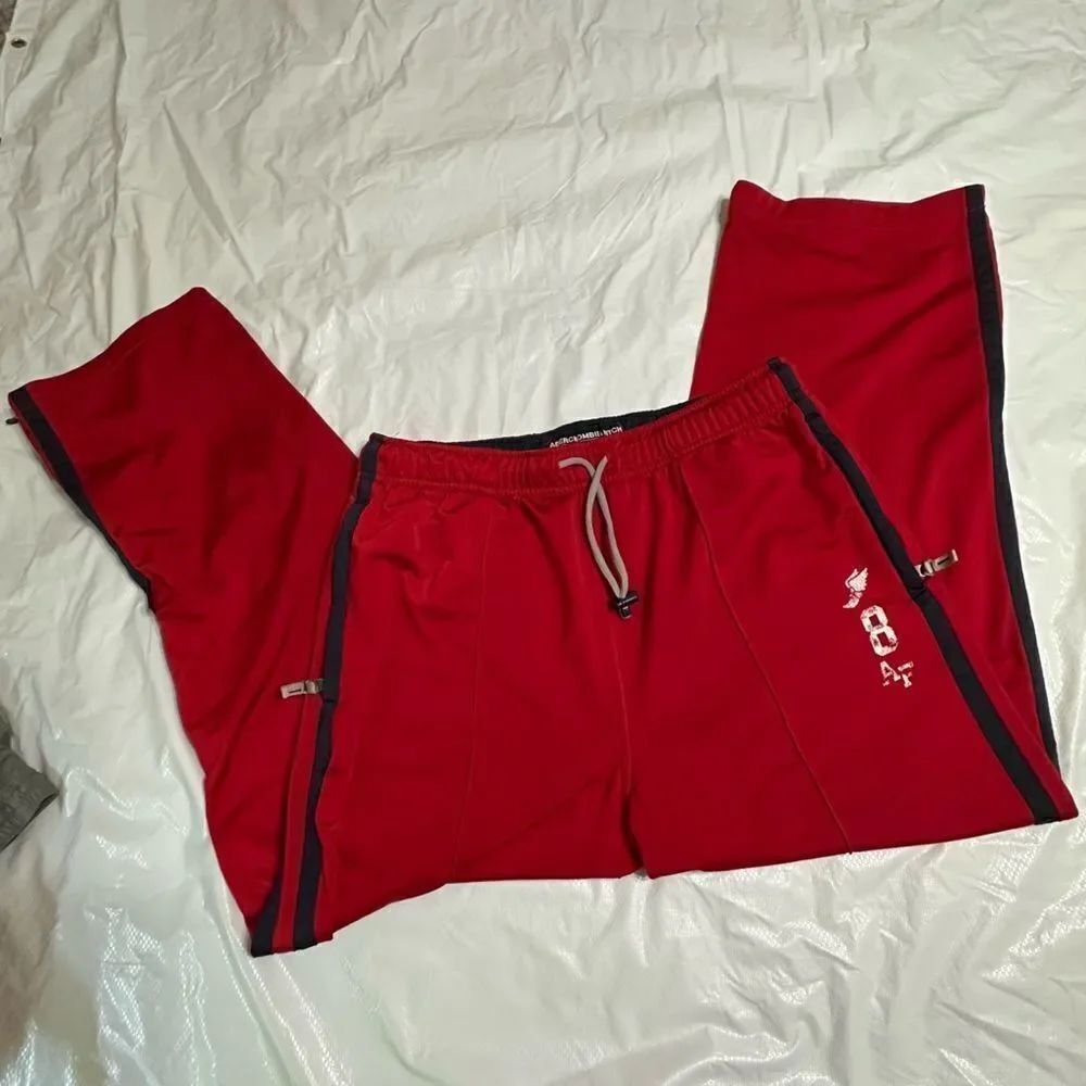 Vintage Y2K Abercrombie & Fitch Red Joggers with Drawstring Waist Size Large